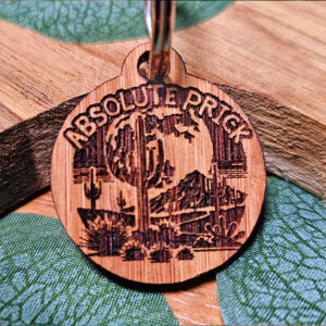 "Absolute Prick" Wooden Dog Tag