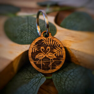 "Flamingo" Wooden Dog Tag