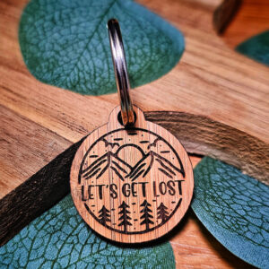 "Lets Get Lost" Wooden Dog Tag