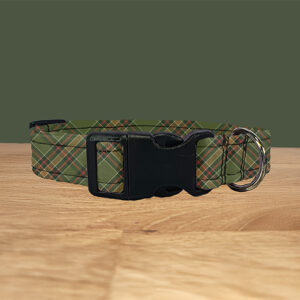 Green & Brown Tartan Dog Collar