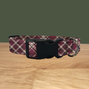 Burgundy Tartan Dog Collar