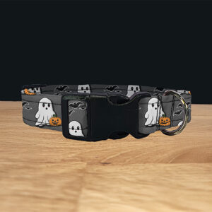Ghost Wearing Pumpkin Dog Collar