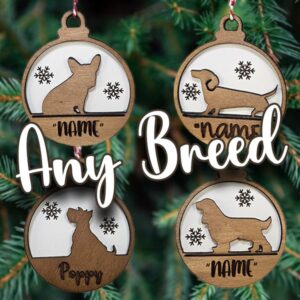 Dog Silhouette Christmas Bauble - Personalised
