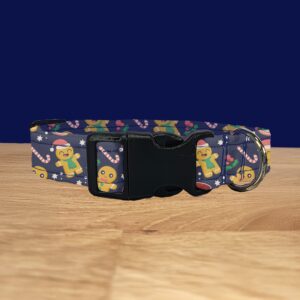 Blue Gingerbread Dog Collar (Christmas)