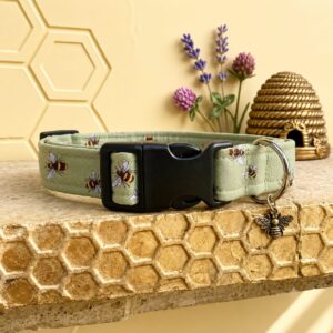 Olive Bumble Bee Dog Collar